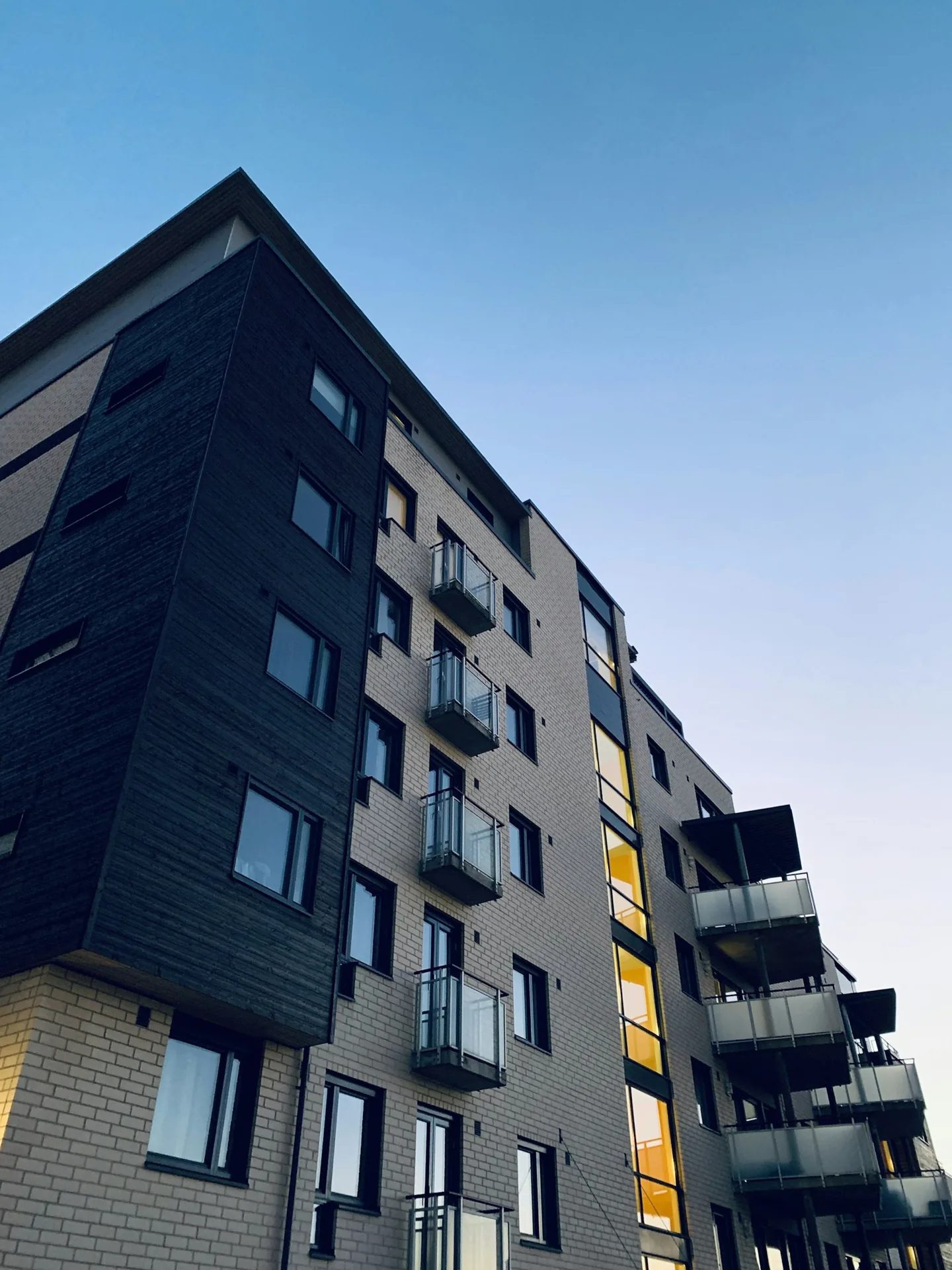 Apartment facade with balconies